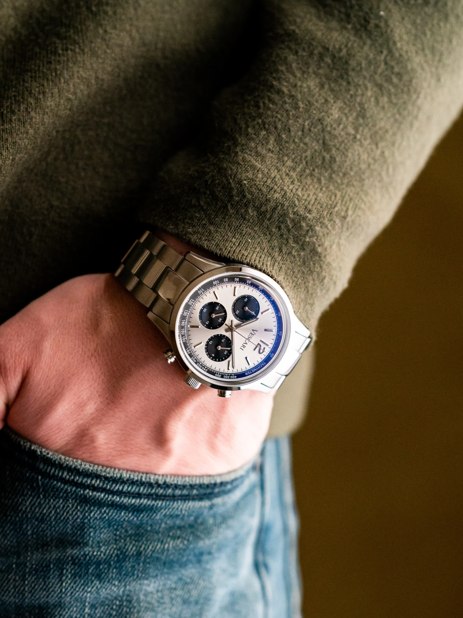 Vescari Chestor Panda Limited Edition Staal Zilveren Wijzerplaat Stalen Band Gentlemens Watches 2